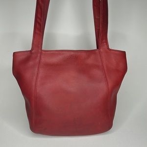Vintage Coach Red Leather Shoulder Bag #4181